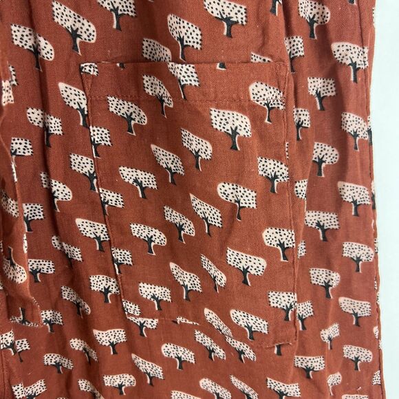 Natural Life Dakota Tie Overall Jumpsuit Size L Rust Tree Print Wide Leg Boho - Picture 11 of 15